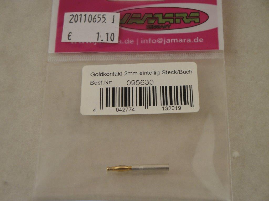 Goldkontaktstecker + Buchse 2,0mm (1 Paar), Jamara 095630