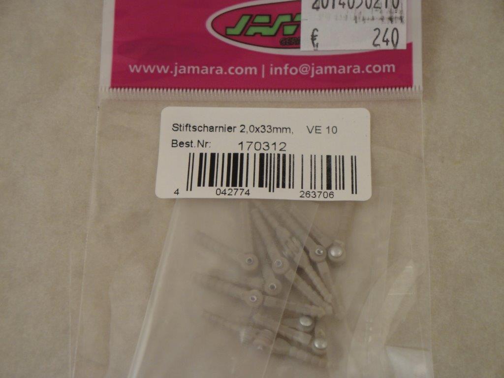 Stiftscharnier 2,0x33mm (10 Stk.), Jamara 170312