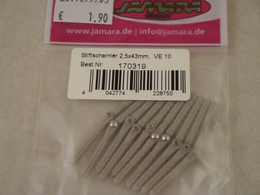 Stiftscharnier 2,5x43mm (10 Stk.), Jamara 170319