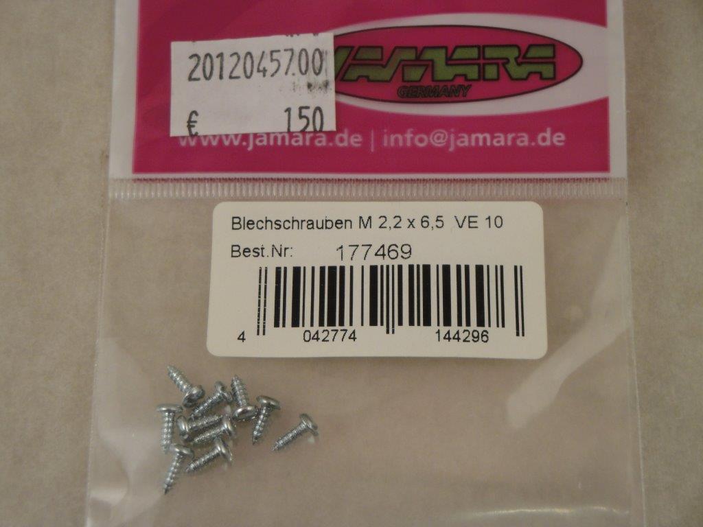 Blechschrauben 2,2 x 6,5mm, (10Stk.), Jamara 177469