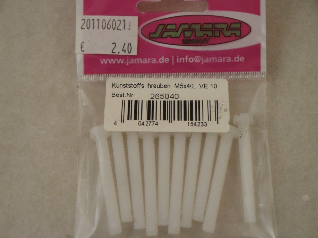 Kunststoffschrauben M5x40mm, (10Stk.), Jamara 265040