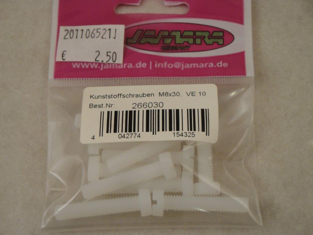 Kunststoffschrauben M6x30mm, (10Stk.), Jamara 266030