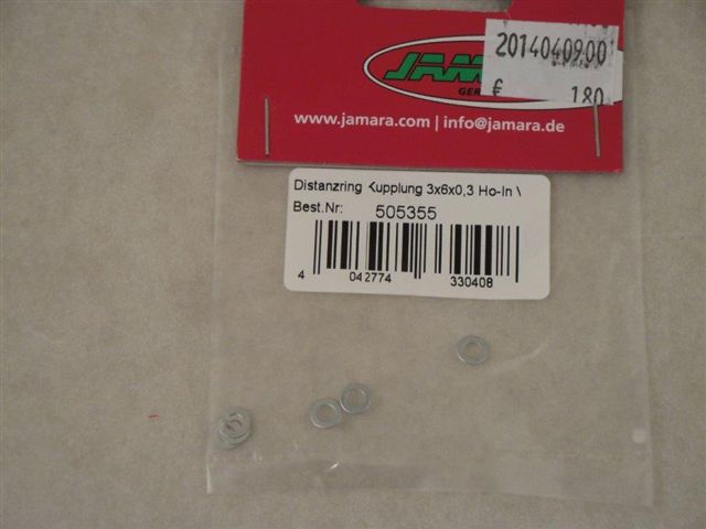 Distanzringe Kupplung 3x6x0,3 Ho-In (6 Stk.), Jamara 505355