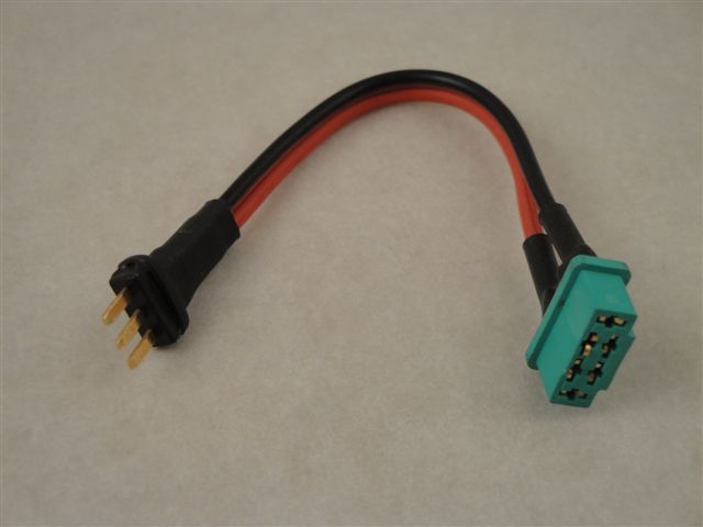 MPX Adapterkabel, MPX-Stecker 3pol - MPX HS-Buchse verg. 2x0,5m�