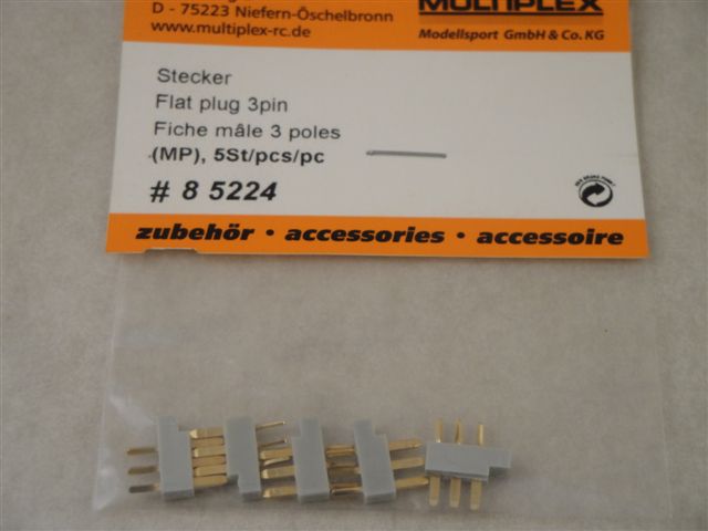 Multiplex Stecker (MPX) 3-Pol (Symetr.) 5 Stk., Multiplex 85224 Multiplex Stecker (MPX) 3-Pol (Symetr.) 5 Stk., Multiplex 85224