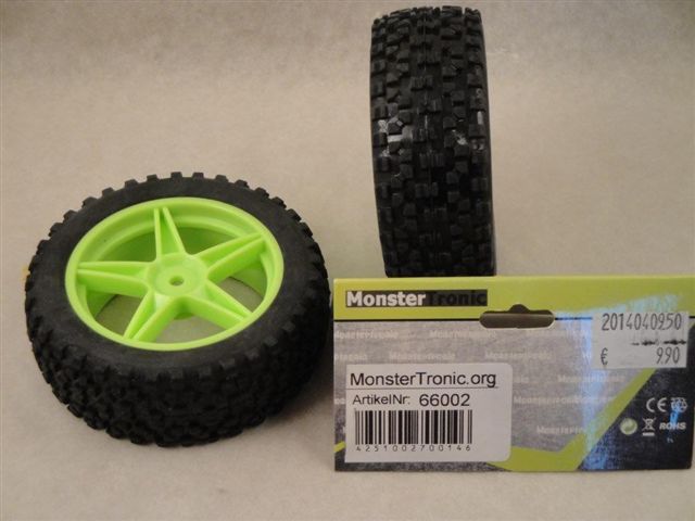R�der Buggy 1:10 gr�n, 85x34mm (2 St), MonsterTronic 66002