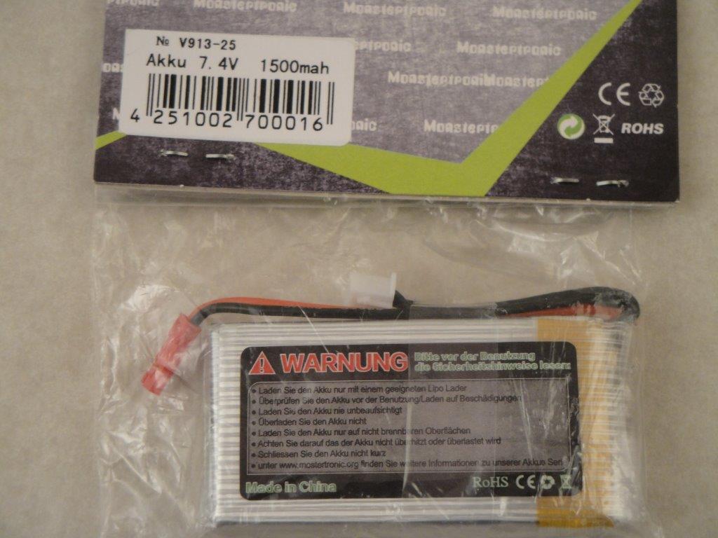 Li-Po 2S 1500mA 7,4V 70x35x14mm, MonsterTronic V913-25 Li-Po 2S 1500mA 7,4V 70x35x14mm, MonsterTronic V913-25