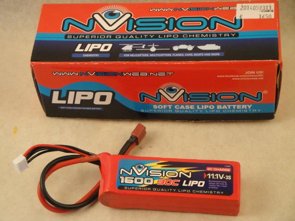 Li-Po 3S 1600mA 11,1V 30C 93x30x22mm Akku, NVision 1819  NVO1819