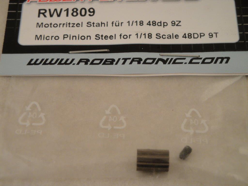 Stahlritzel 48P, 9 Z�hne, 1:18 2mm, Robitronic RW1809