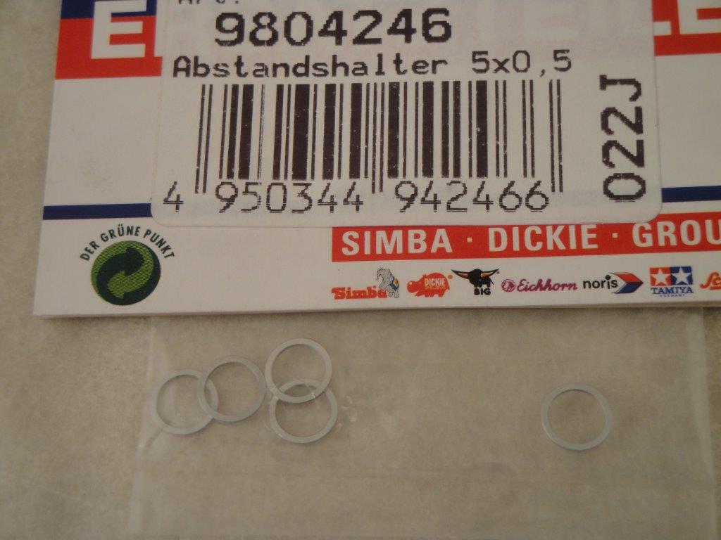 Distanzringe 5/6.5x0.5mm Alu, (5Stk.), Tamiya 9804246